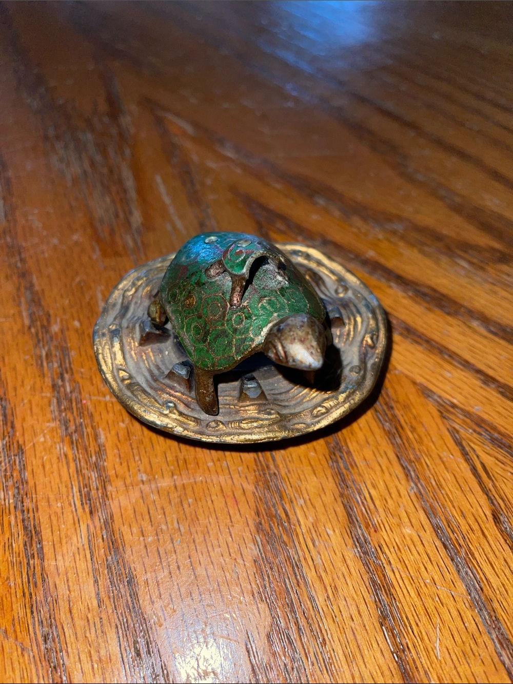 Rare Vantines Antiques 1920βs ashtray incense holder Decorative Green Turtle